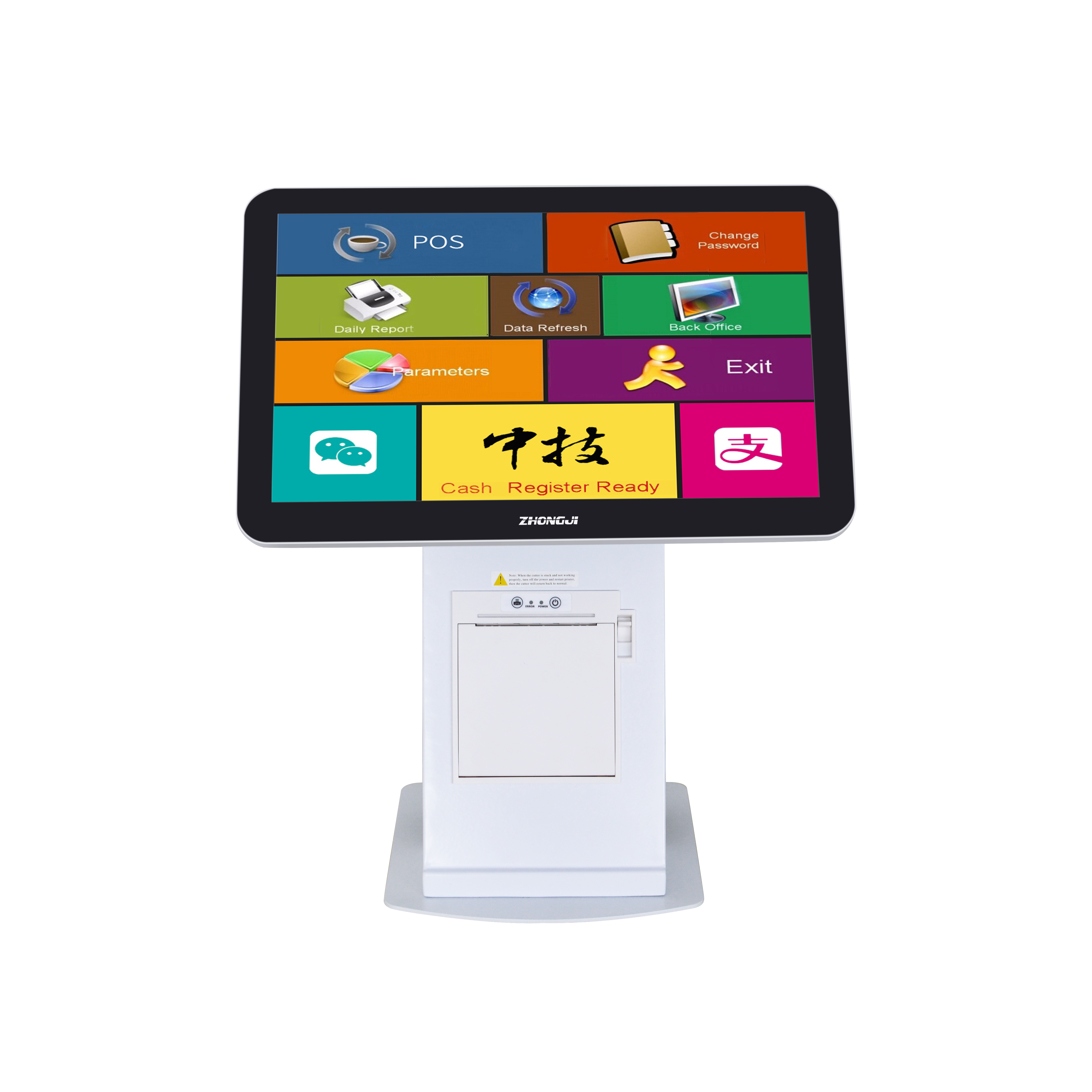 ZHONGJI® A5 POS System 15.6-inch Touch High-resolution Screen Built-in 58mm Thermal Printer PC Machine for Retail/Restuarant