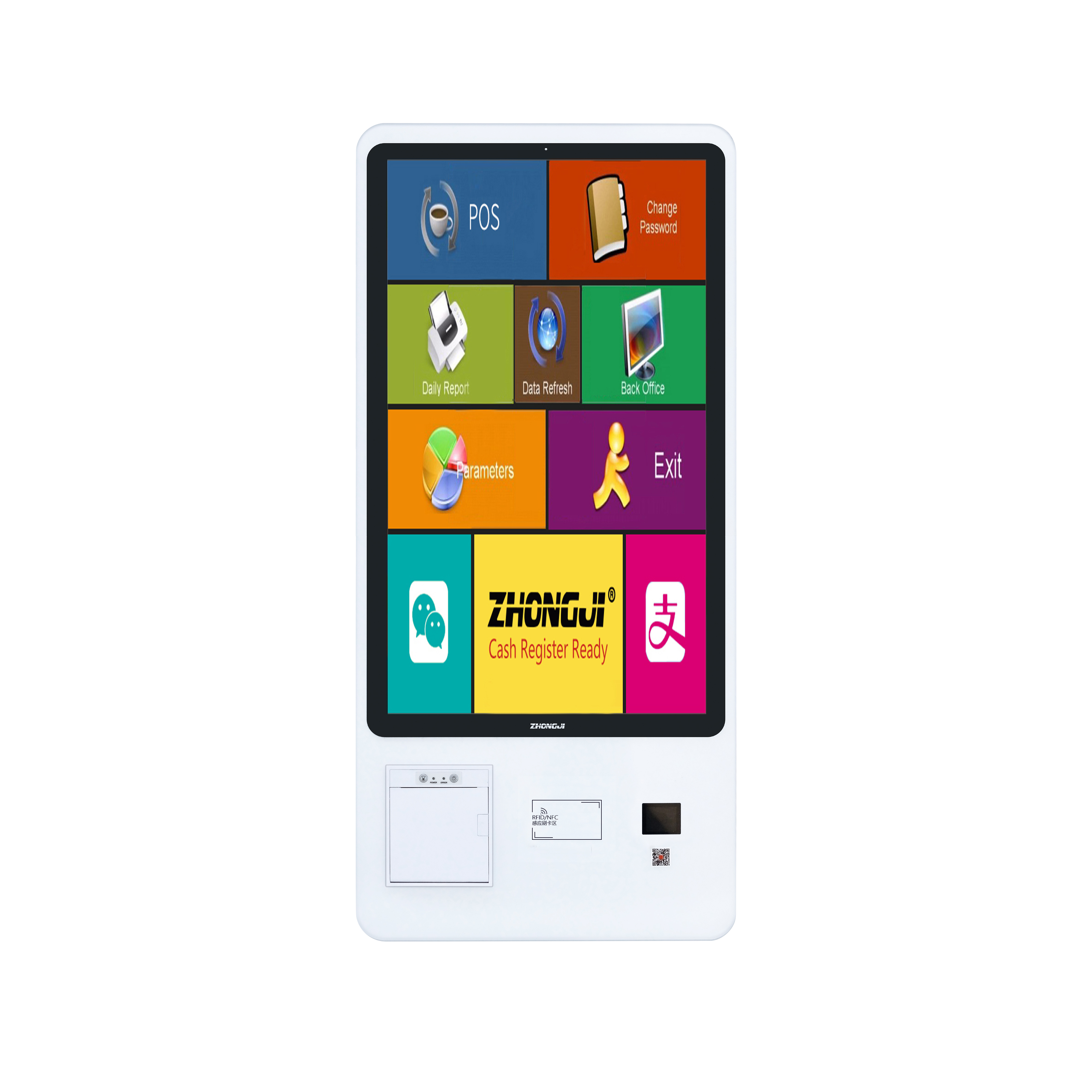 ZHONGJI® A12K POS System 21.5-inch Capacitive Screen Self-Checkout PC Machine for Supermarkets/Catering