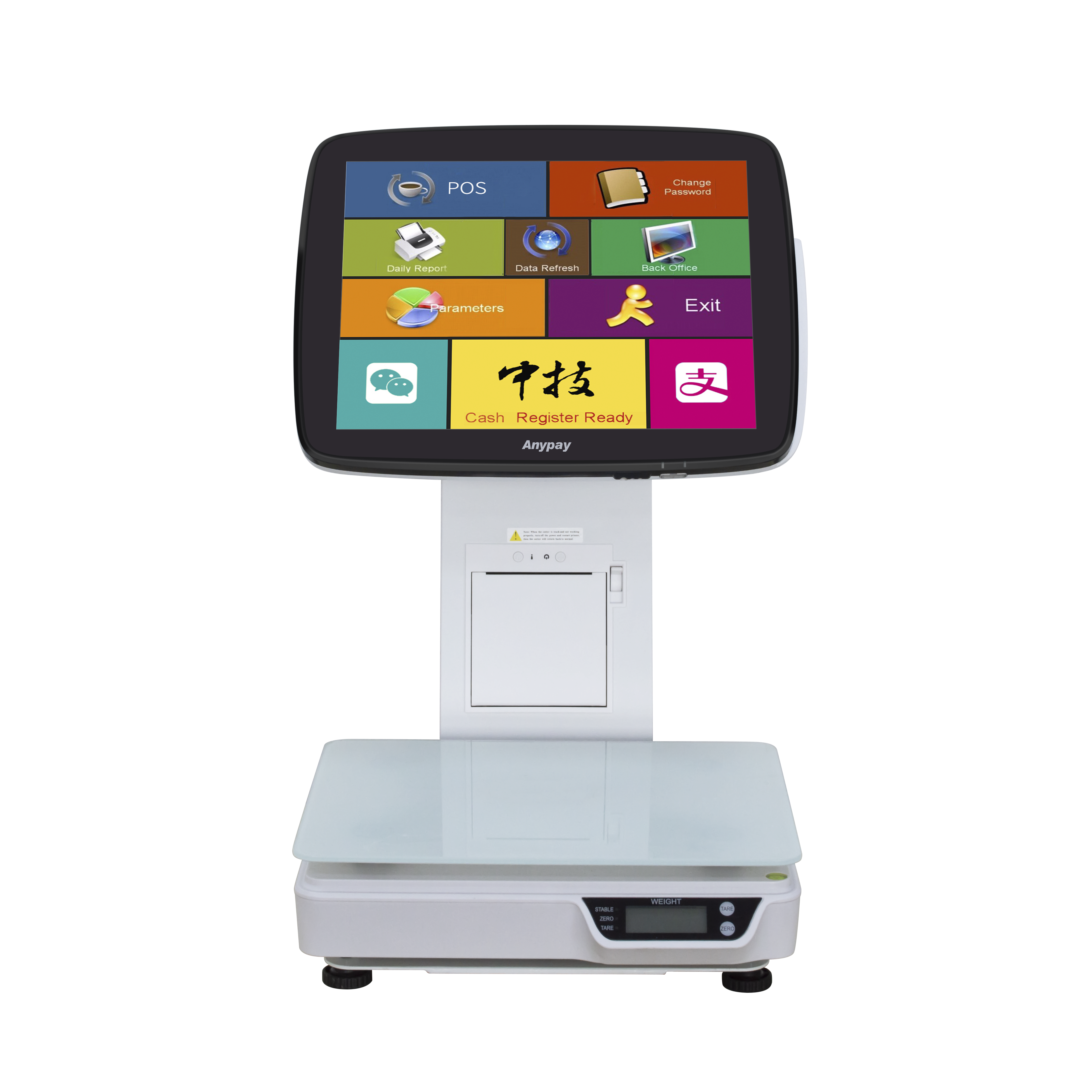 ZHONGJI® TS7 POP System 15-inch Touch Screen Built-in 58mm Printer Intelligent Weighing PC Machine for Supermarket/Fruit Store