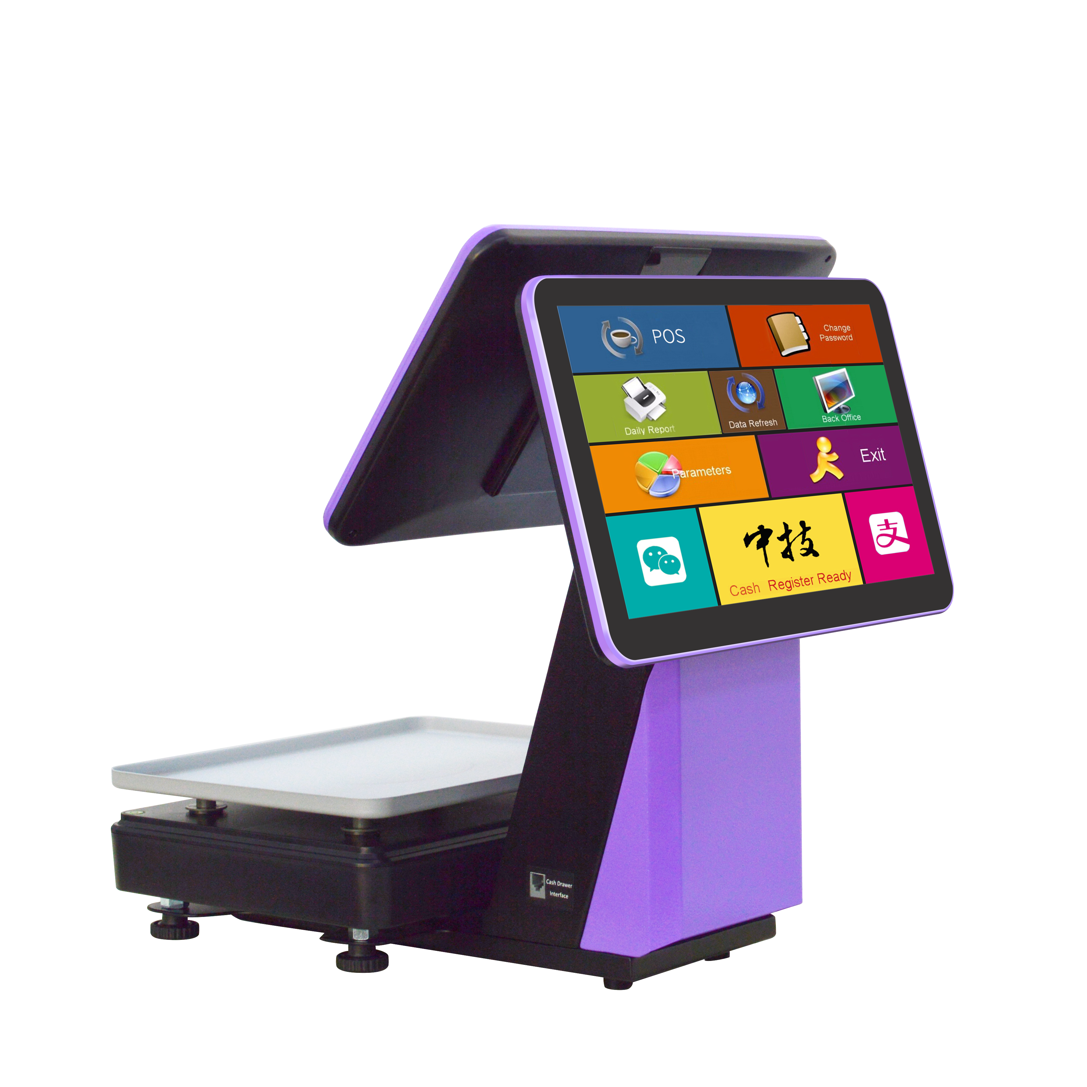ZHONGJI® TS9D POS System Dual Touch Screen Built-in 58mm Printer Intelligent Weighing PC Machine for Supermarket/Farmers'Market