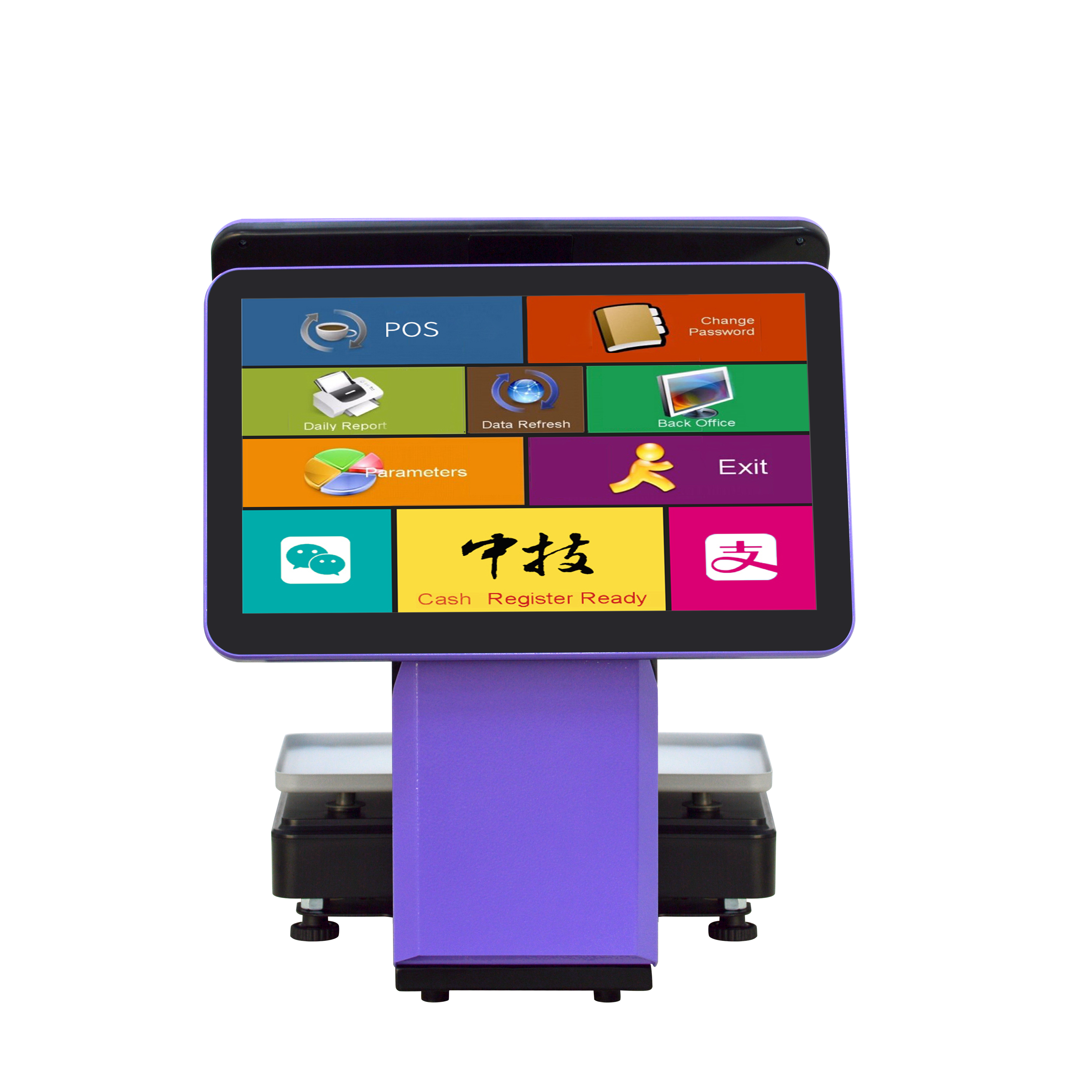 ZHONGJI® TS9D POS System Dual Touch Screen Built-in 58mm Printer Intelligent Weighing PC Machine for Supermarket/Farmers'Market