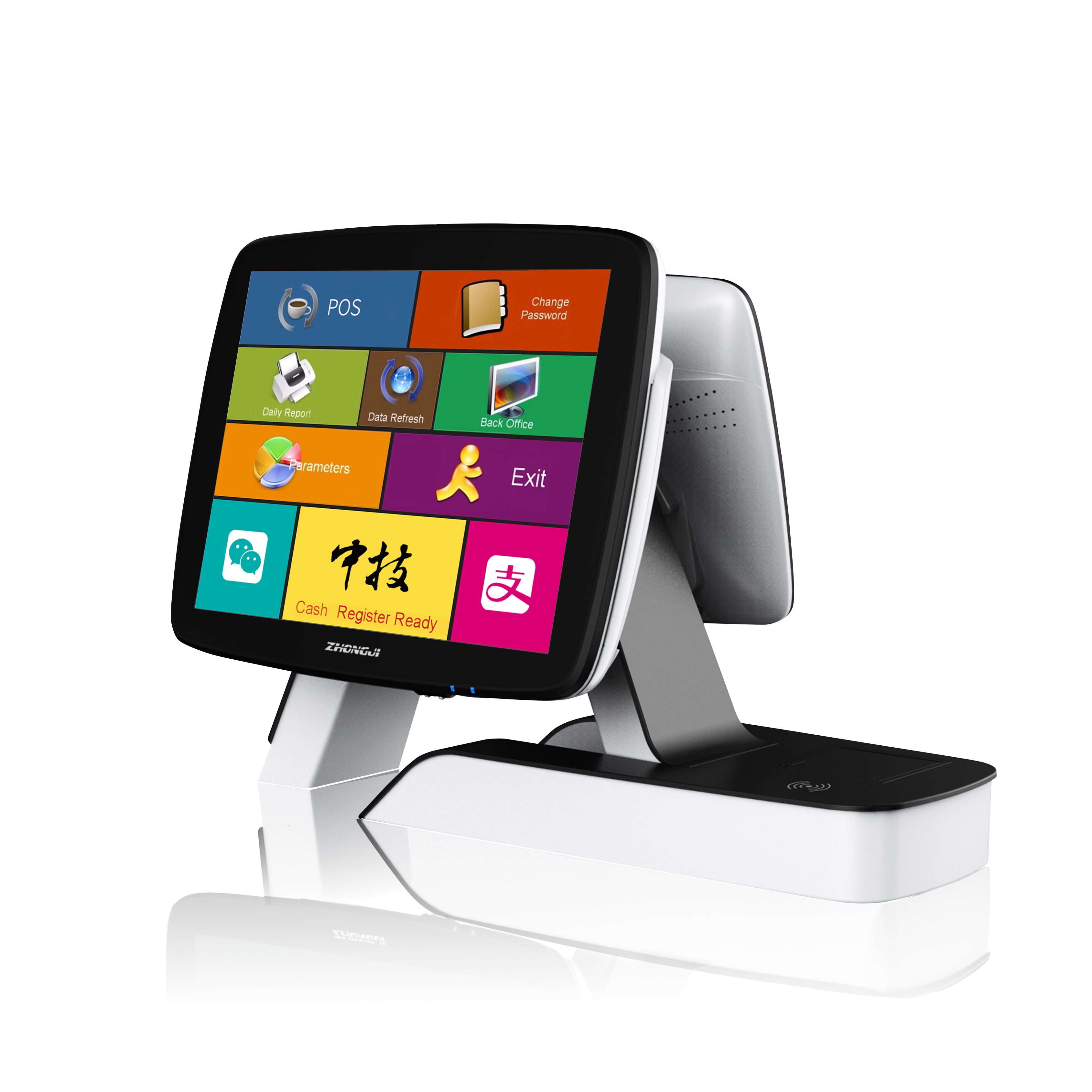 ZHONGJI® A7D POS System Dual Touch Screens Su-Style Design for Retail Store/Restuarant