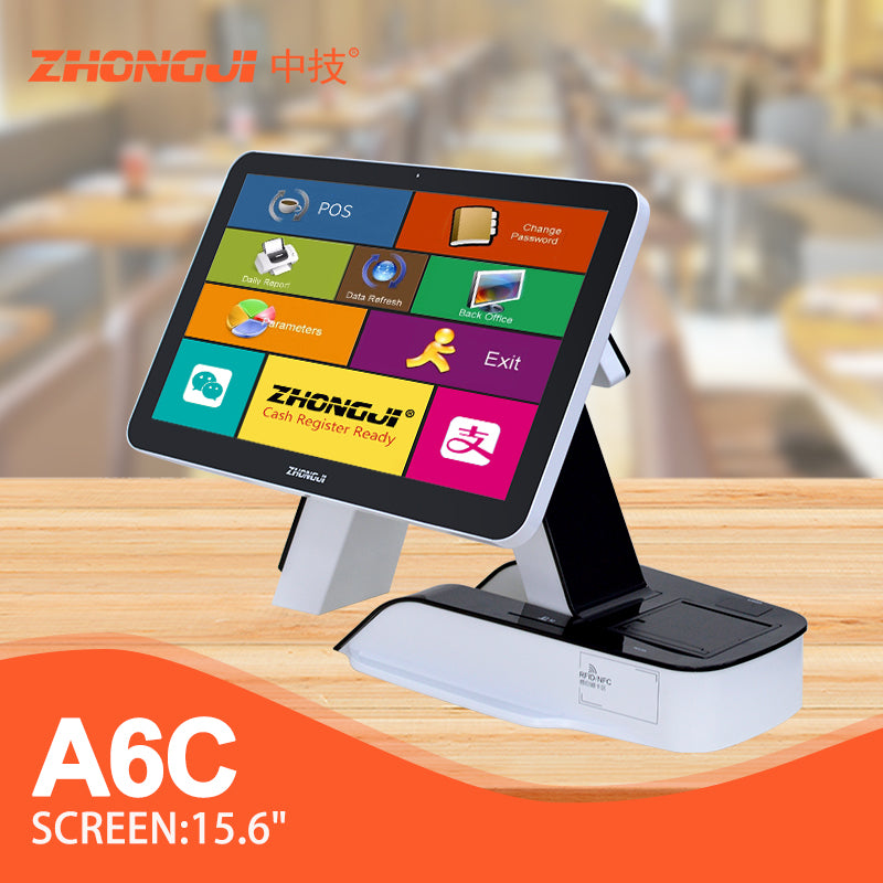 ZHONGJI® A6C Cash Register 15"Wide Touch Screen All In One Design Machine for Restuarant/Retail Store
