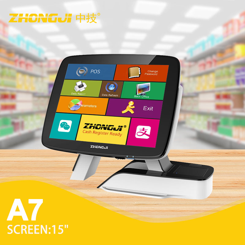 ZHONGJI® A7 Cash Register 15"Touch Screen Su-Style Design POS Machine for Restuarant/Retail