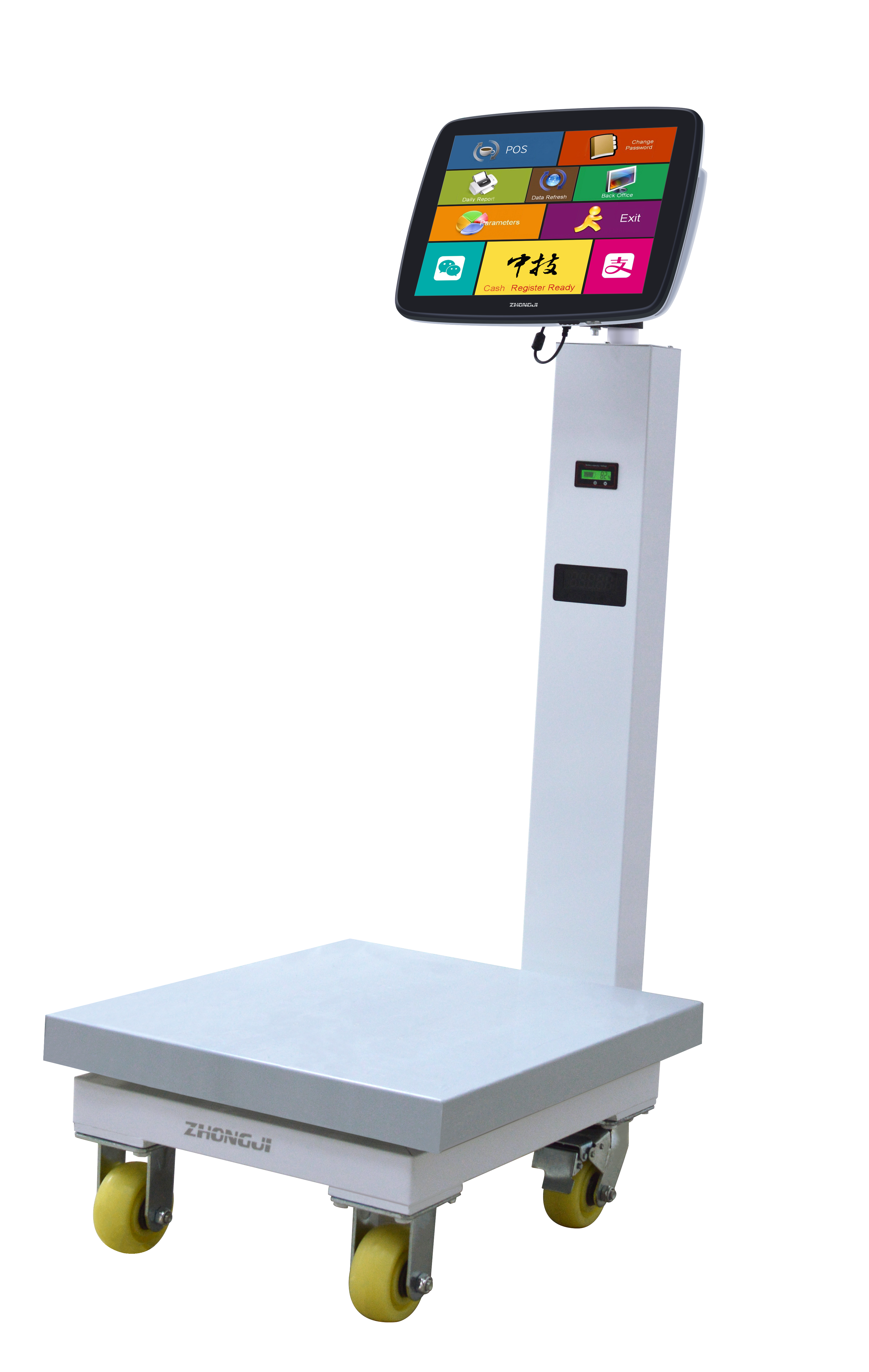 ZHONGJI® TS5 POS System 15-inch Touch Screen 8hrs of Battery Life Intelligent Weighing Design PC Machine for Farmers'Market/Vegetable Market