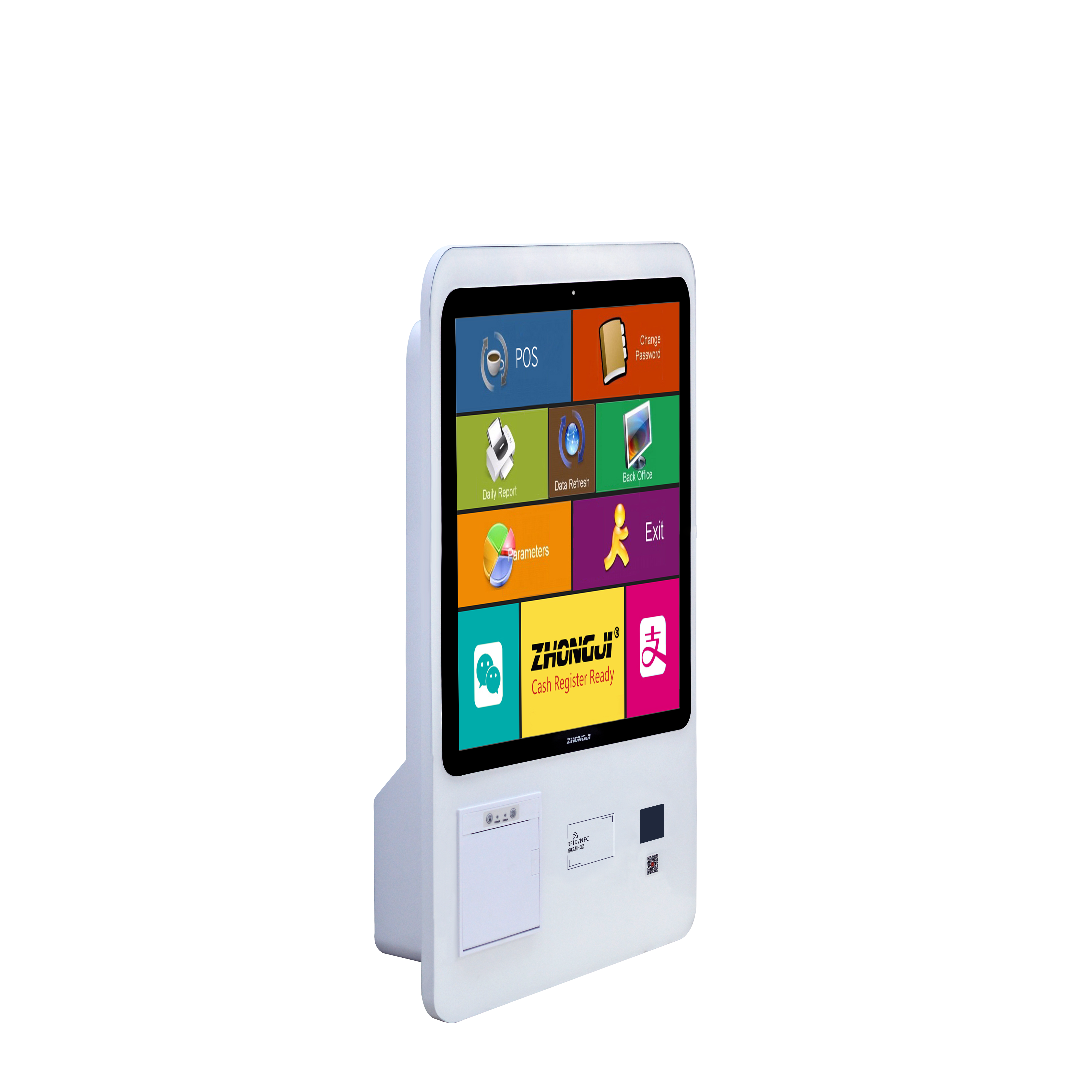 ZHONGJI® A12K POS System 21.5-inch Capacitive Screen Self-Checkout PC Machine for Supermarkets/Catering