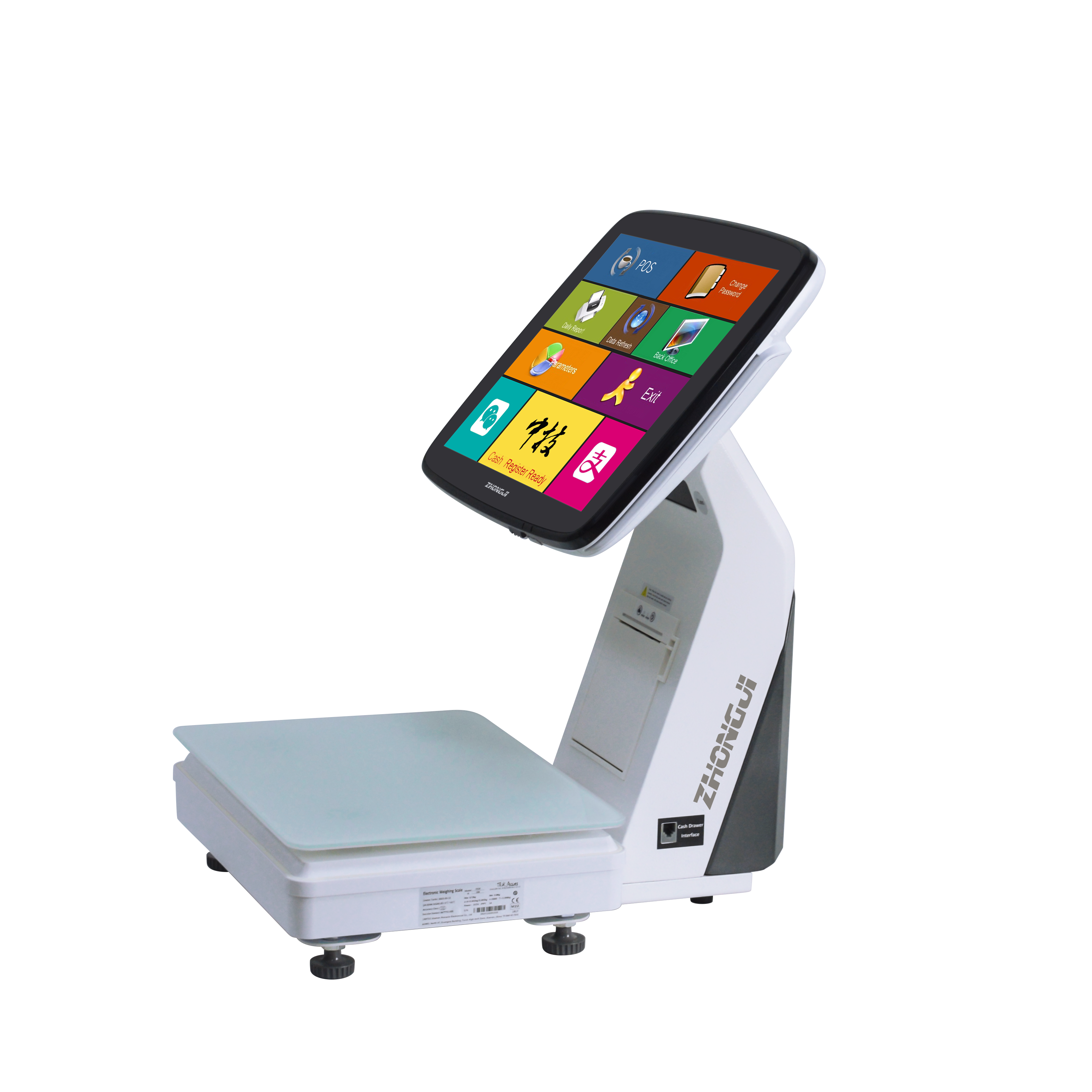 ZHONGJI® TS7 POP System 15-inch Touch Screen Built-in 58mm Printer Intelligent Weighing PC Machine for Supermarket/Fruit Store