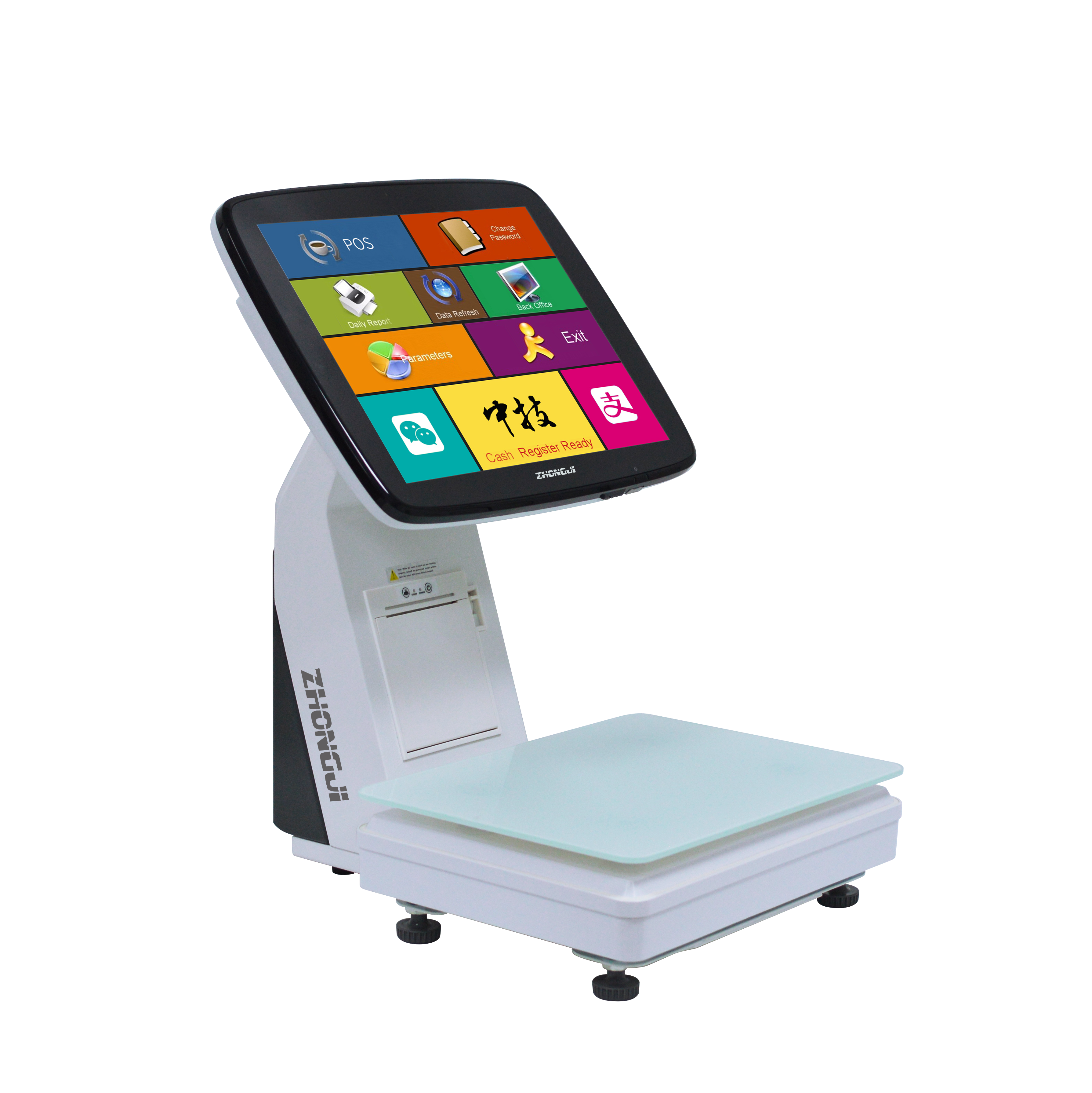 ZHONGJI® TS7 POP System 15-inch Touch Screen Built-in 58mm Printer Intelligent Weighing PC Machine for Supermarket/Fruit Store