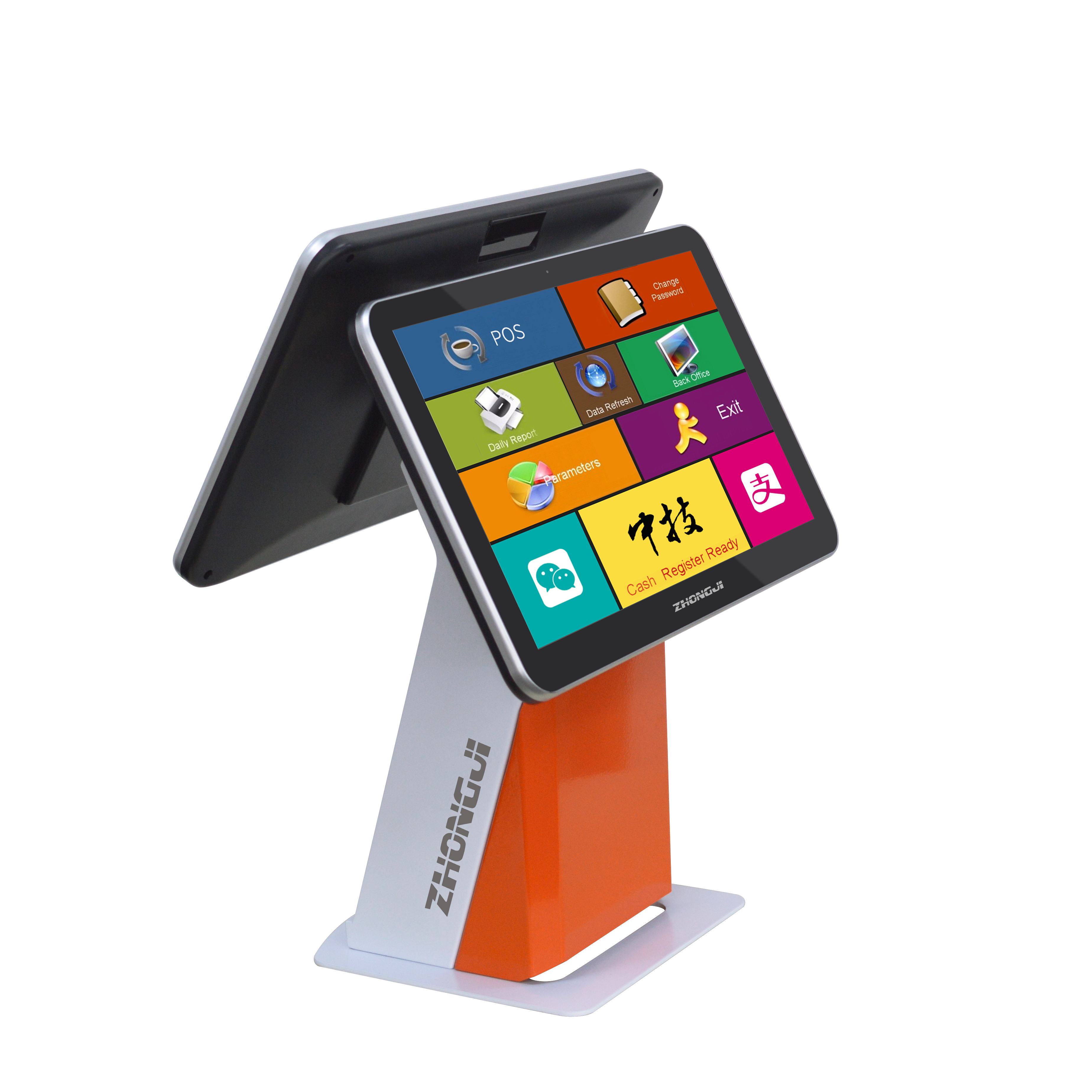 ZHONGJI® A5D POS System Dual Touch Screen AI Recognition Built-in 58mm Thermal Printer PC Machine for Retail/Restuarant