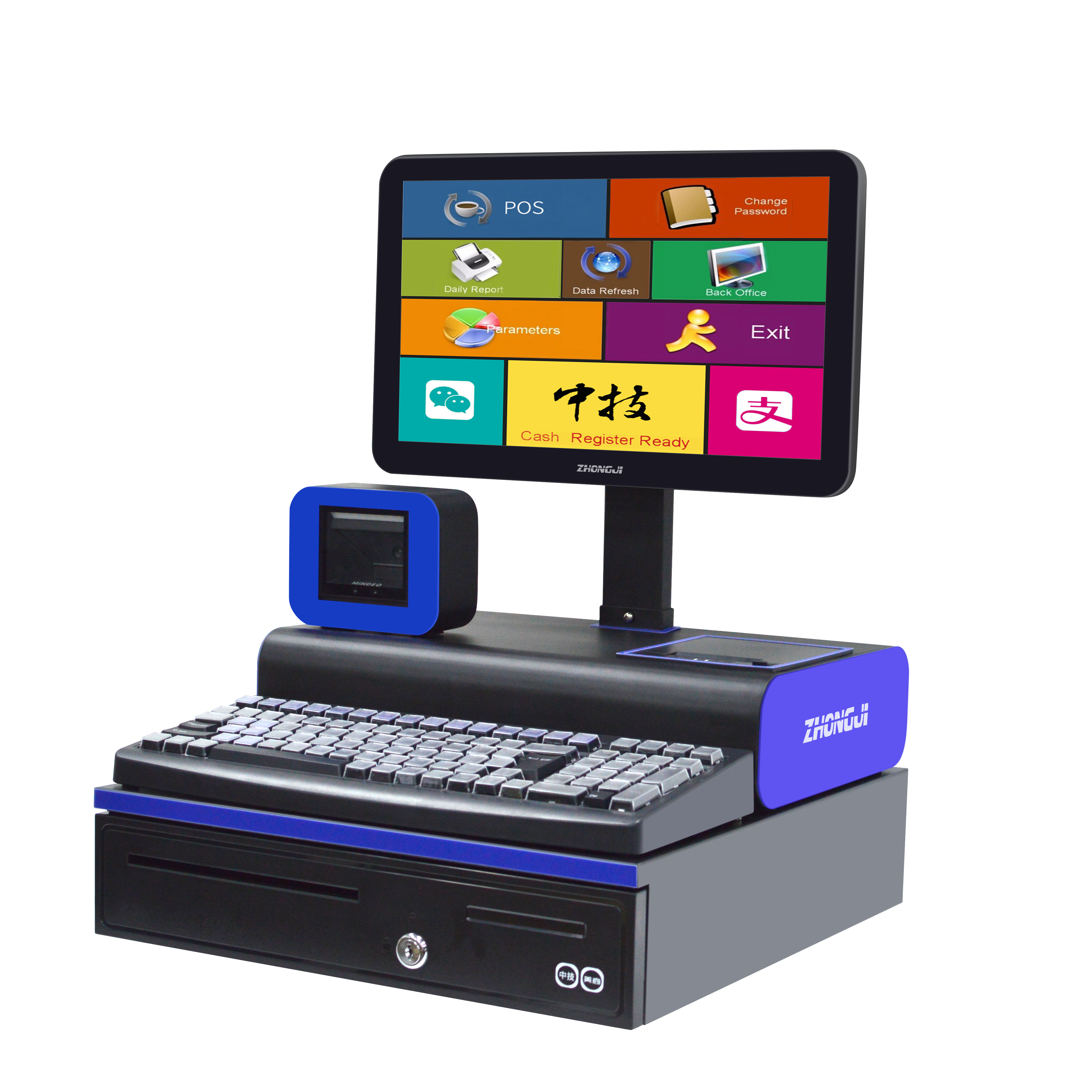 ZHONGJI® A10C POS Machine 15.6" Screen LED8N Design Cash Box Design for Supermarkets/Retail