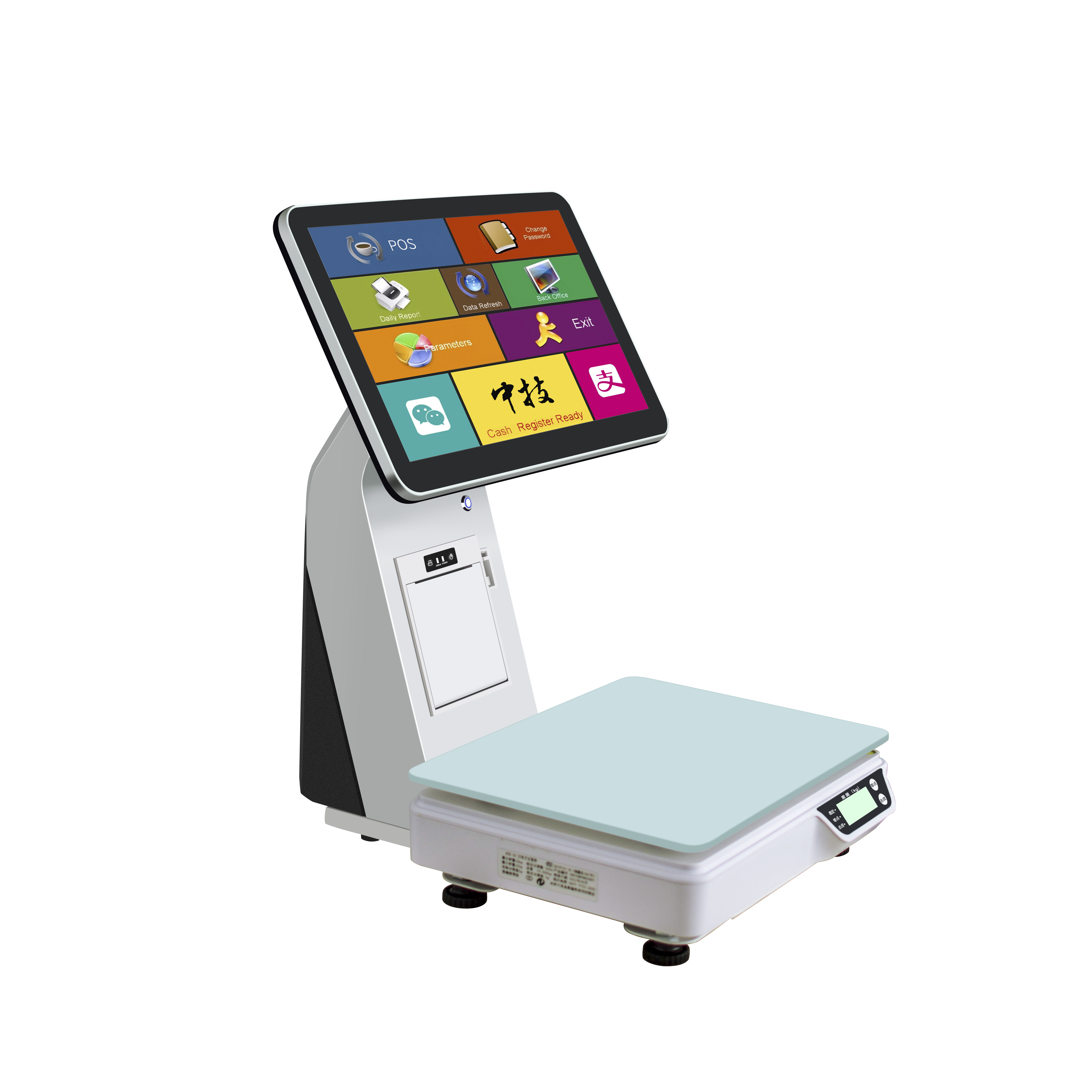 ZHONGJI® TS9 POS Machine 15.6"Touch Sreen Built-in 58mm Printer Intelligent Weighing for Supermarket/Fruit Store