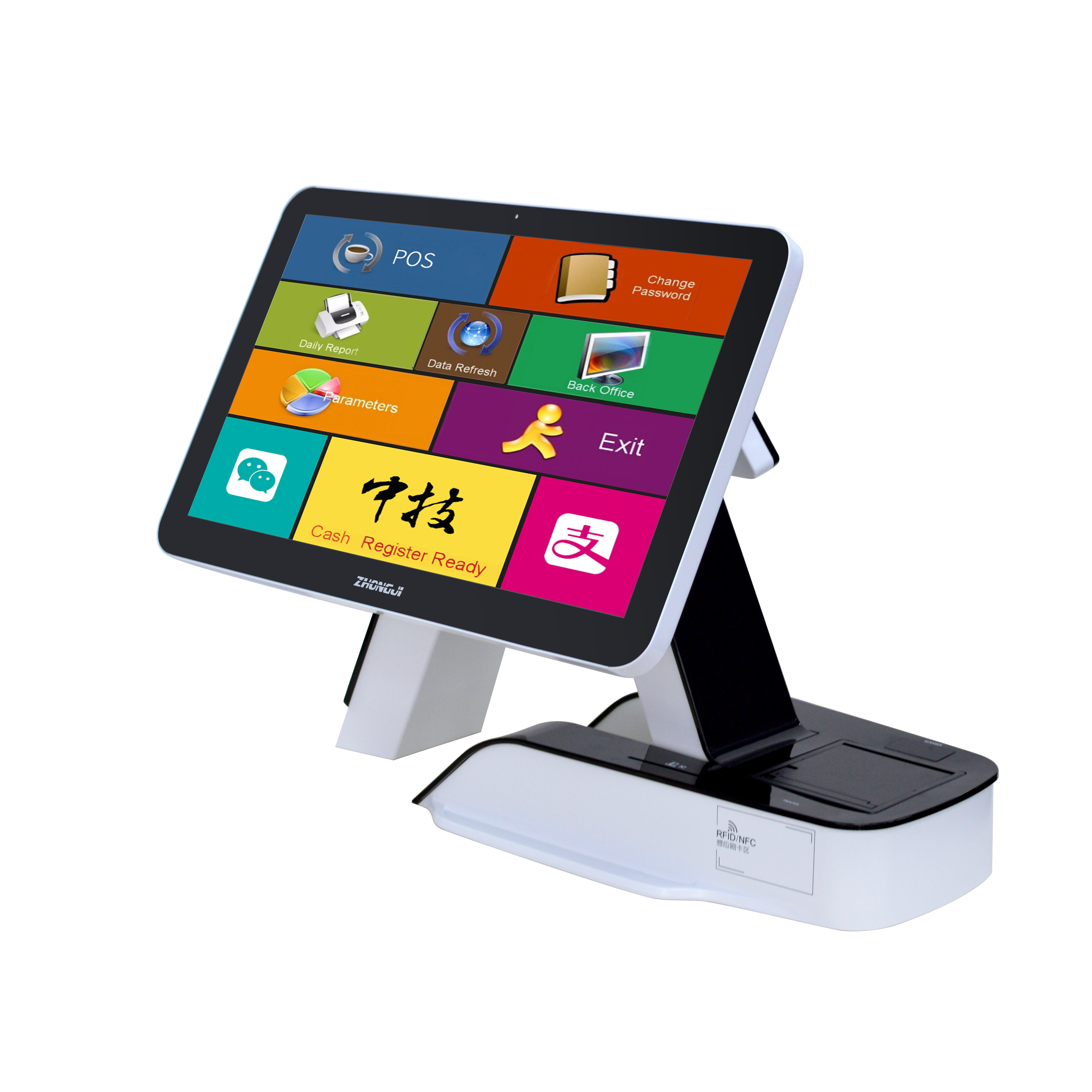 ZHONGJI® A6C Cash Register 15"Wide Touch Screen All In One Design Machine for Restuarant/Retail Store