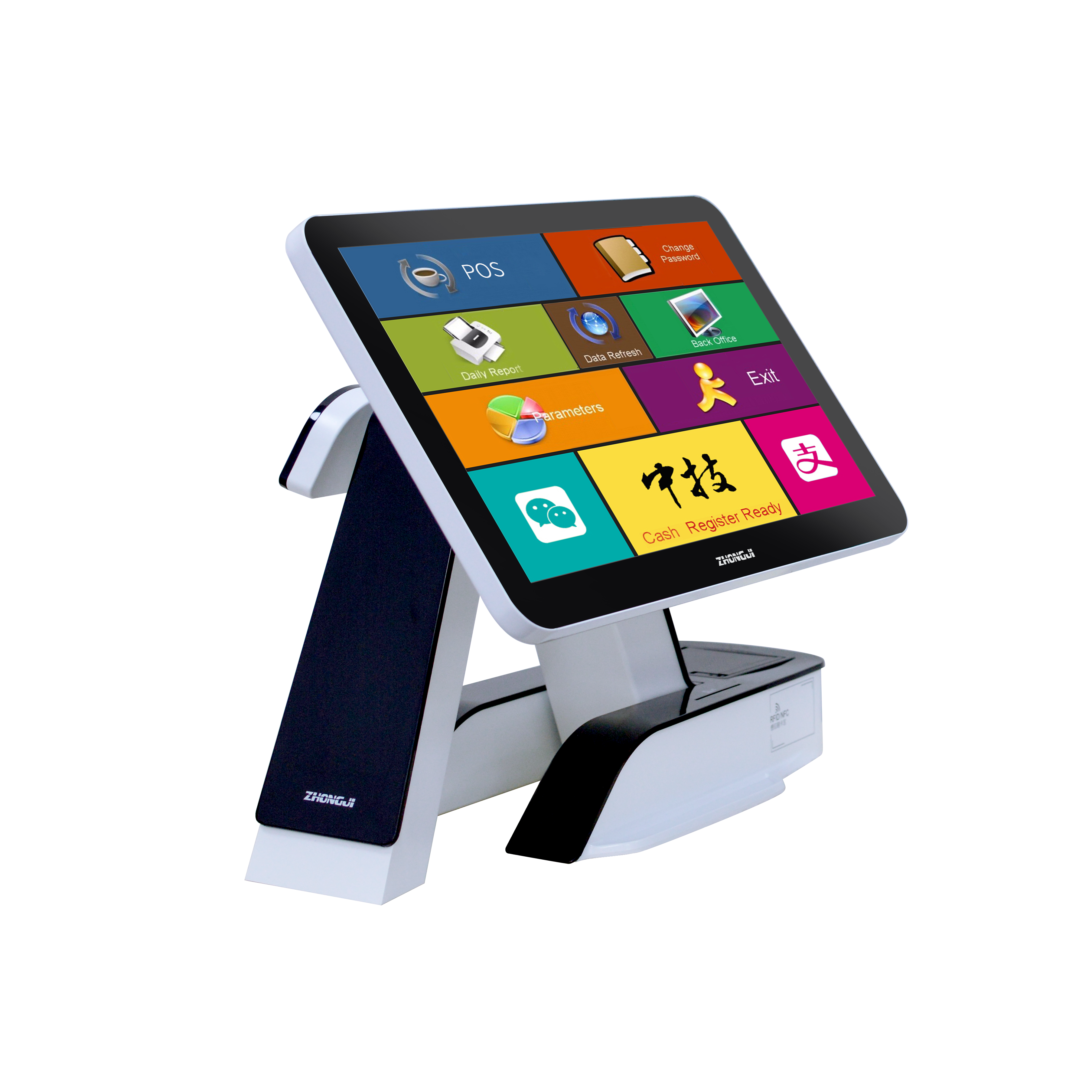 ZHONGJI® A6C Cash Register 15"Wide Touch Screen All In One Design Machine for Restuarant/Retail Store