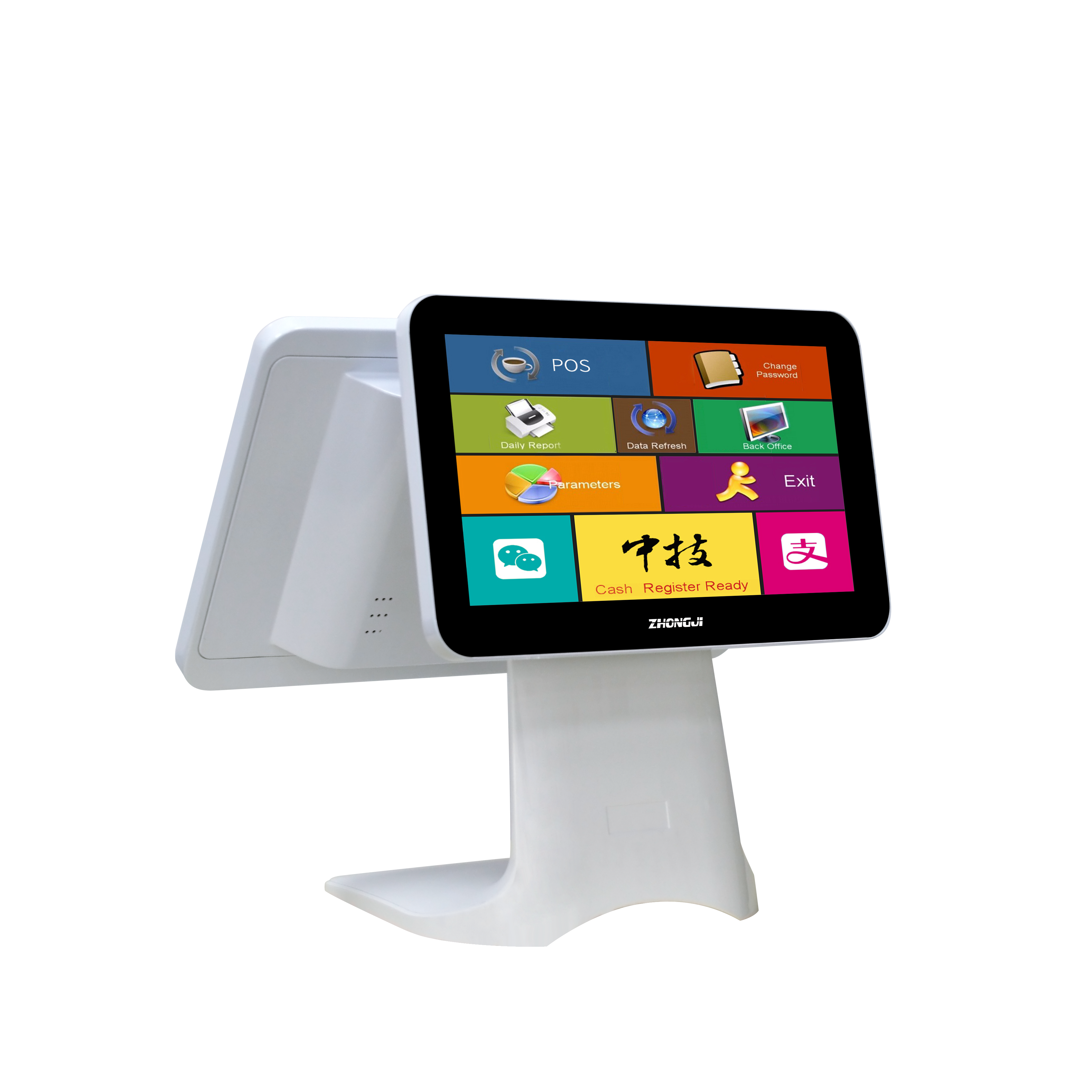 ZHONGJI® A2D Cash Register Dual Touch Wide Screen All in ONE Design POS Machine for Retail/Restuarant