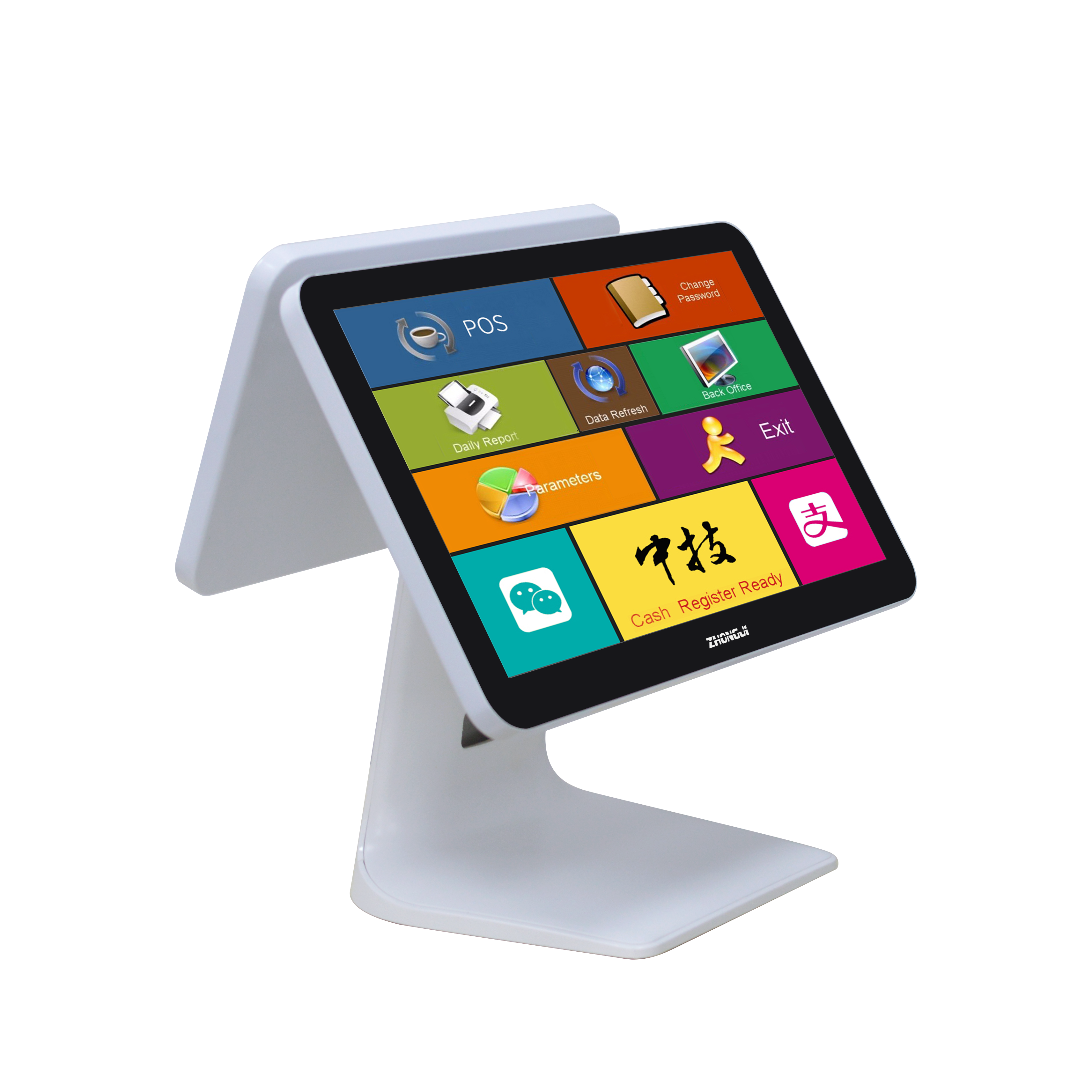 ZHONGJI® A2D Cash Register Dual Touch Wide Screen All in ONE Design POS Machine for Retail/Restuarant