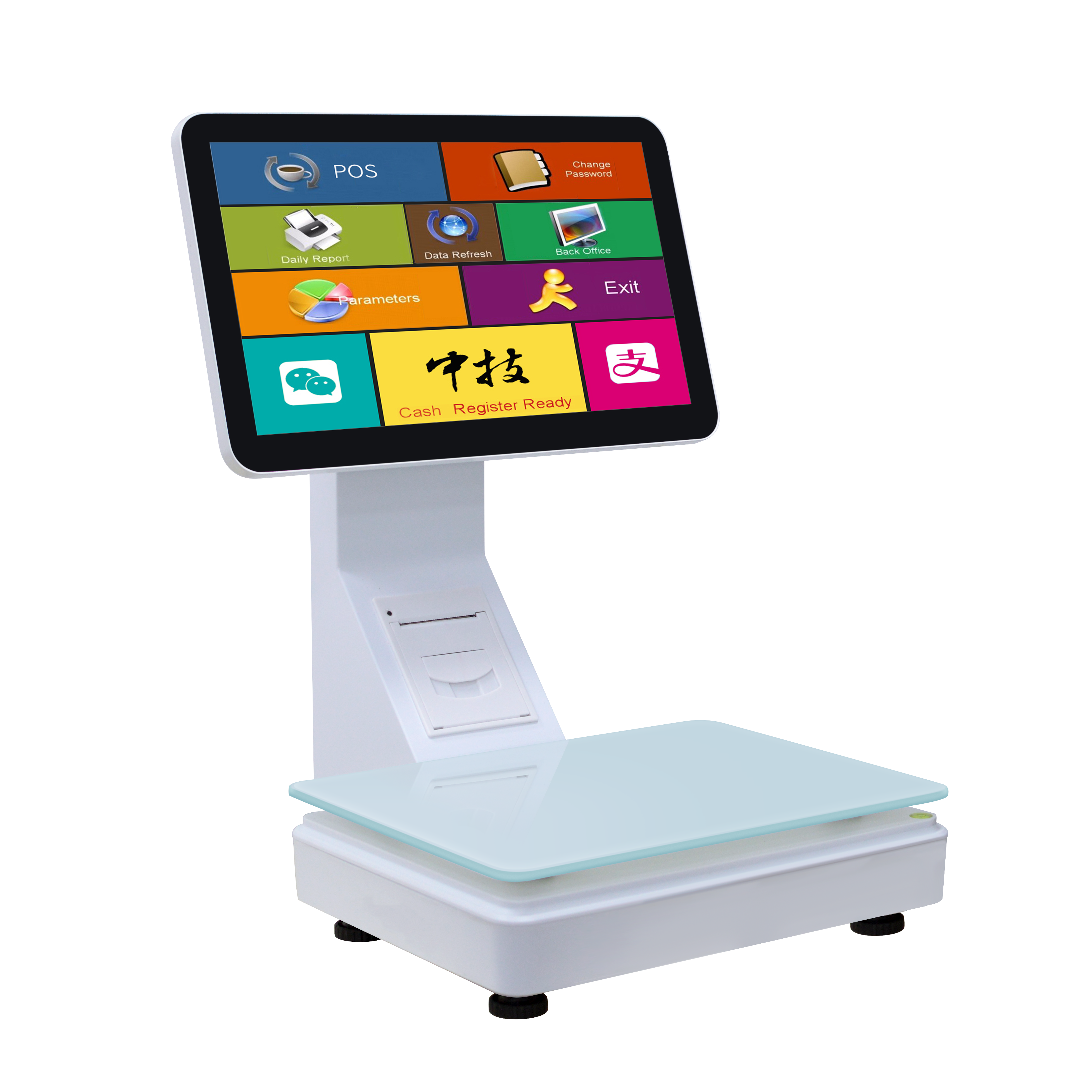 ZHONGJI® TS2 POS System 15.6"Touch Screen Buint-in 58mm Printer Intelligent Weighing PC Machine for Fruit Store/Supermarkets