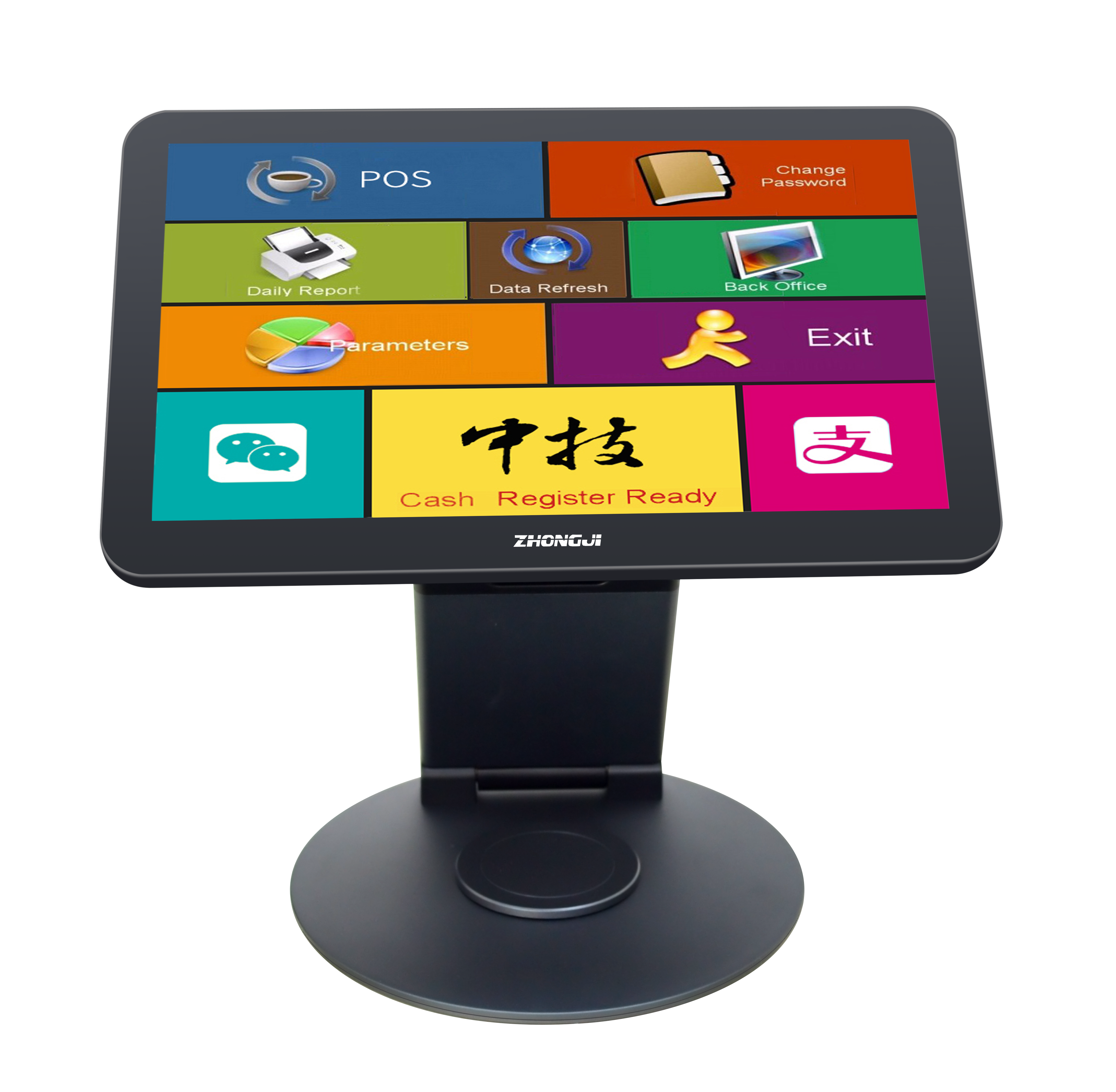 ZHONGJI® A1D  Cash Register 360° Rotatable Base Folding Design 15.6"Touch Screen PC Machine for Retail/Restuarant
