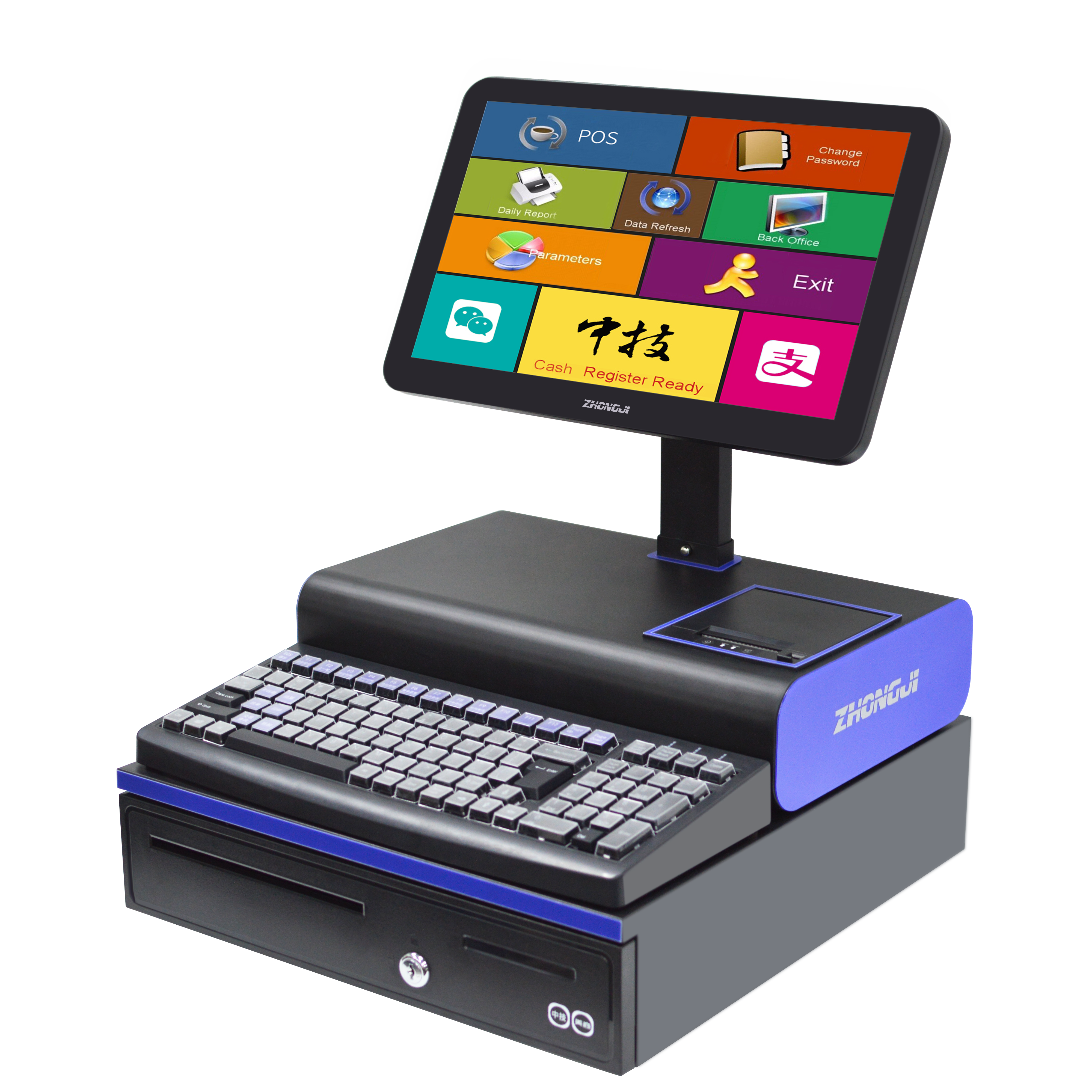 ZHONGJI® A10C POS Machine 15.6" Screen LED8N Design Cash Box Design for Supermarkets/Retail