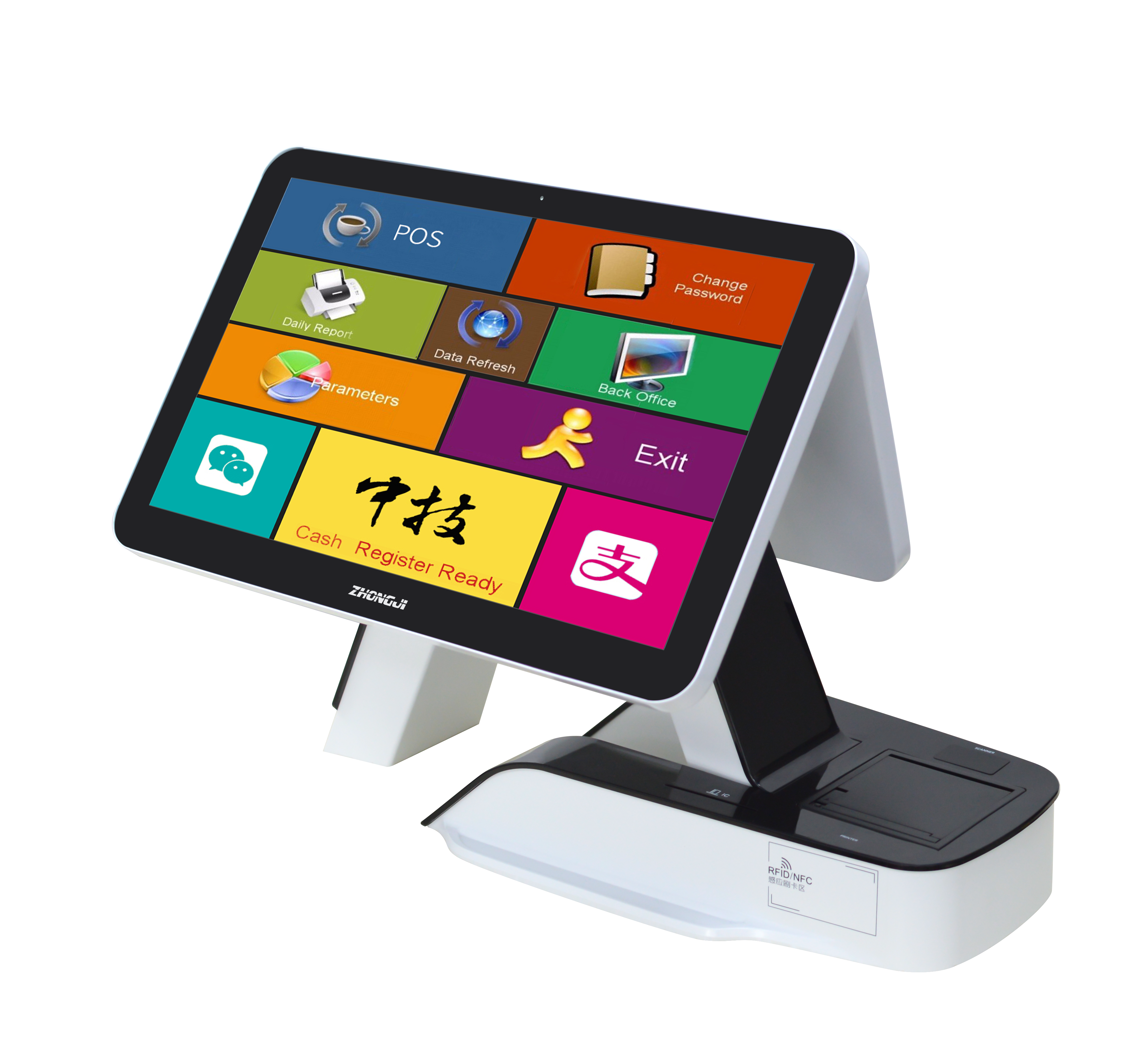 ZHONGJI® A6D Cash Register 15.6"Touch Screen All In One Design POS Machine for Retail/Restuarant