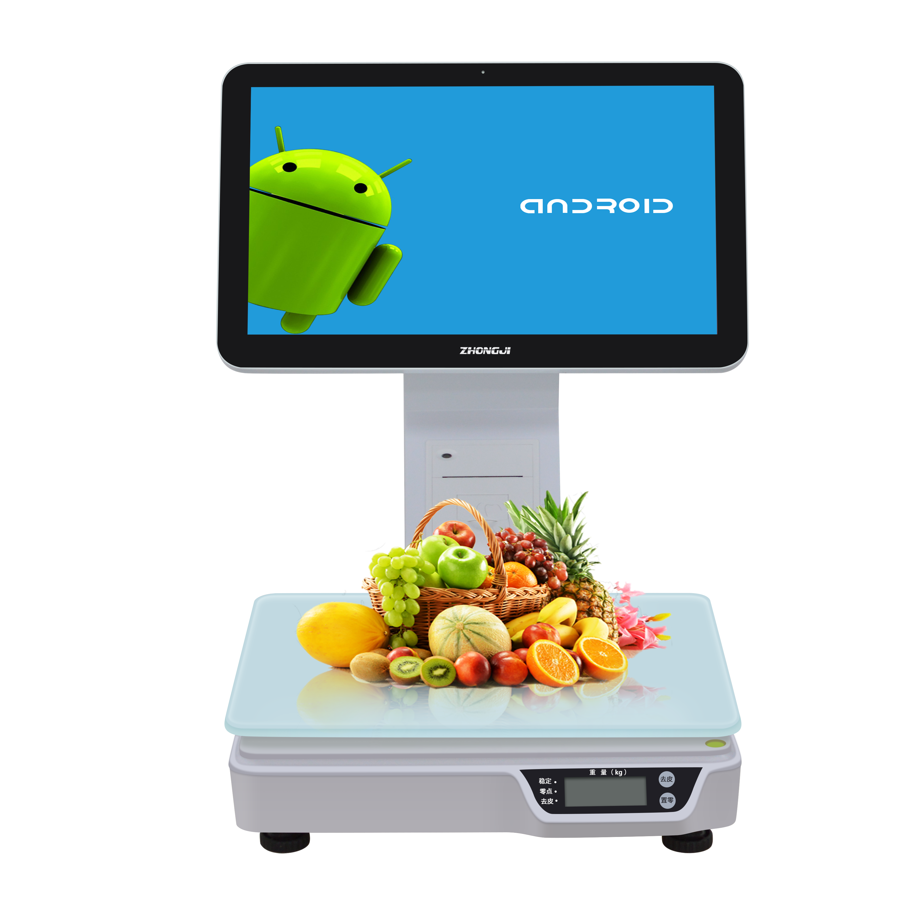 ZHONGJI® ATS2 POS System Android 15.6"Touch Screen Buint-in 58mm Printer Intelligent Weighing Machine for Fruit Store/Supermarkets