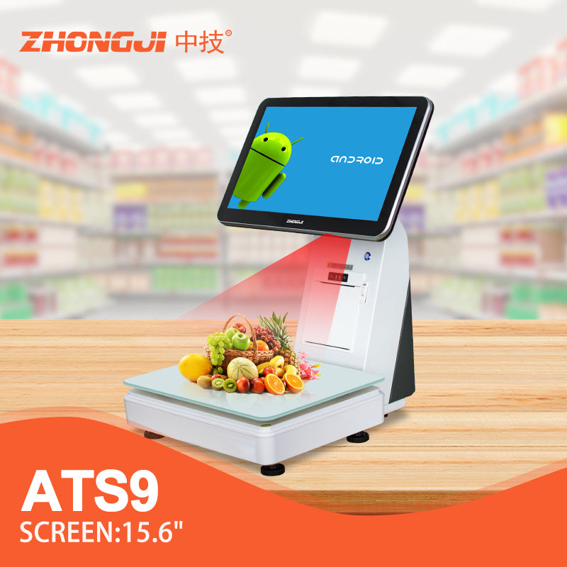 ZHONGJI® ATS9 POS Machine Android 15.6"Touch Sreen Built-in 58mm Printer Intelligent Weighing for Supermarket/Fruit Store