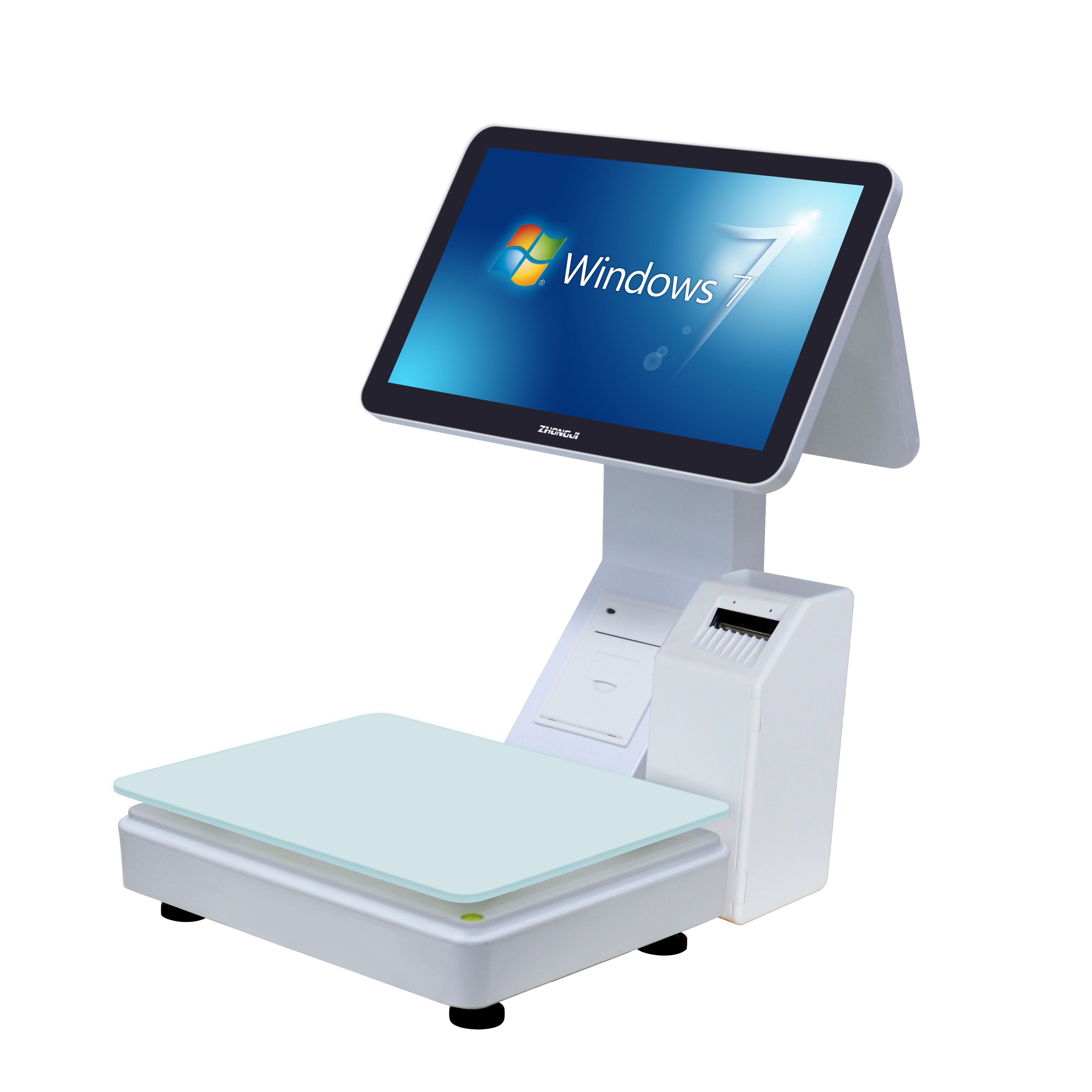 ZHONGJI® LS2 POS System 15.6"Touch Screen Side-Mounted 60mm Label Printer Scale PC Machine for Supermarket/Fruit Store