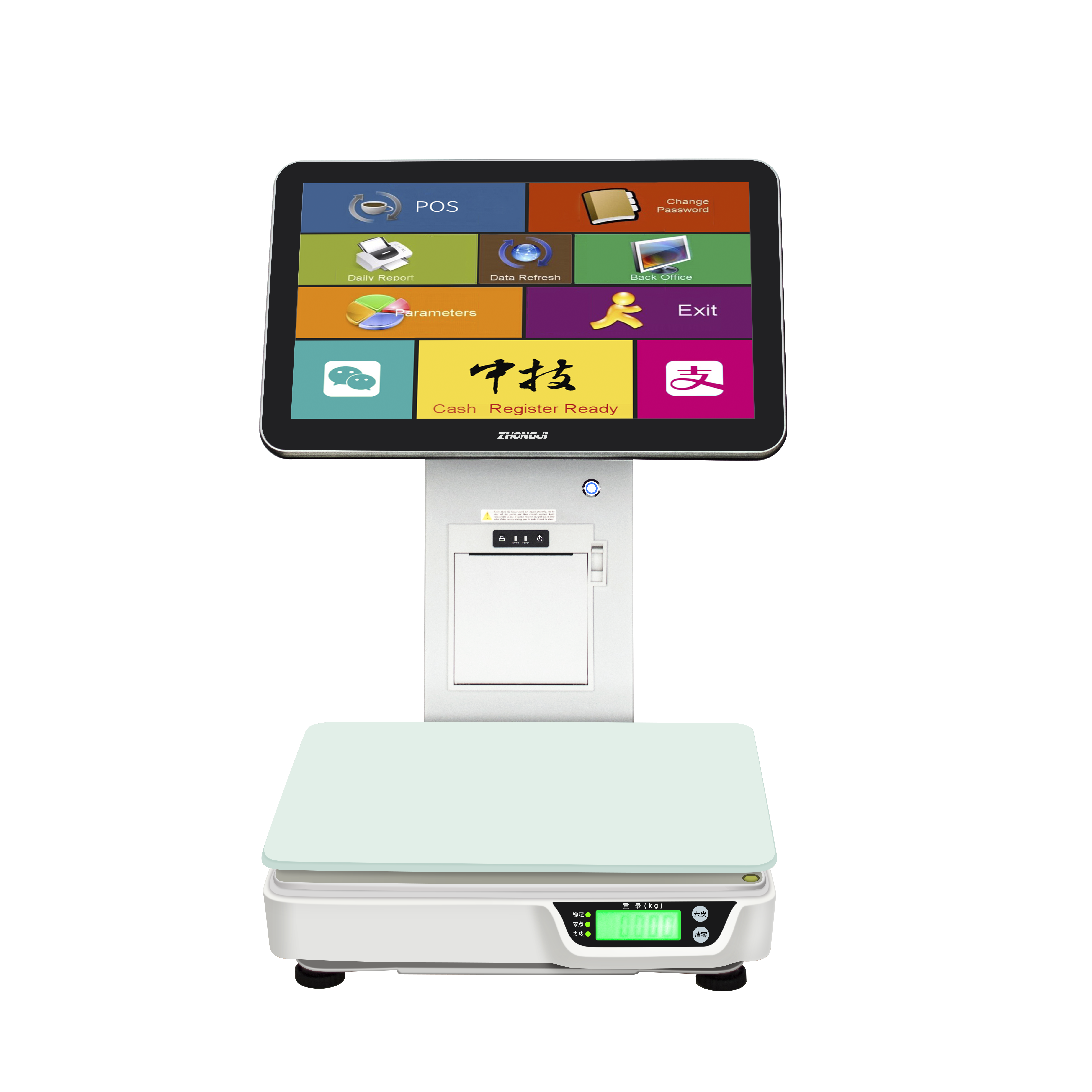 ZHONGJI® TS9 POS Machine 15.6"Touch Sreen Built-in 58mm Printer Intelligent Weighing for Supermarket/Fruit Store