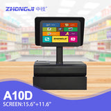 ZHONGJI® A10D POS System Dual Screen Built-in 58mm Printer Cash Box Design PC Machine for Supermarkets/Retail