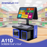 ZHONGJI® A11D POS System Dual Screen Built-in 58mm Thermal Printer Design PC Machine for Supermarkets/Retail Store