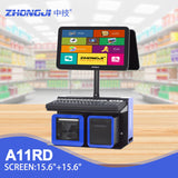 ZHONGJI® A11RD POS System Dual Screen Design Built-in 58mm Printer PC Machine for Supermarket/Retail