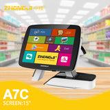 ZHONGJI® A7C POS System 15"Touch Screen  LED8N Display Su-Style Design for Retail/Restuarant