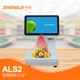 ZHONGJI® ALS2 POS System Android 15.6"Touch Screen Side-Mounted 60mm Label Printer Scale Machine for Supermarket/Fruit Store