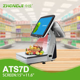 ZHONGJI® ATS7D POS Machine Android Dual Touch Screen Intelligent Weighing Design for Supermarkets/Vegetable Market