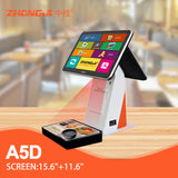 ZHONGJI® A5D POS System Dual Touch Screen AI Recognition Built-in 58mm Thermal Printer PC Machine for Retail/Restuarant