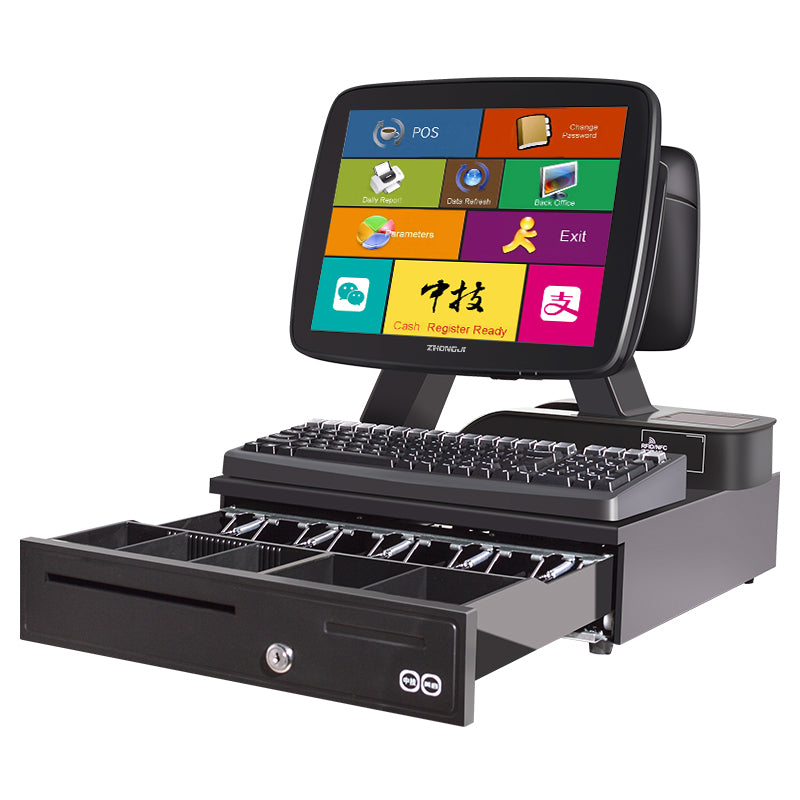 ZHONGJI® A700D POS System Dual Screen Electric Cash Draw Programmable ...