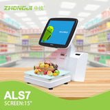 ZHONGJI® ALS7 POS System Android 15-inch Touch Screen Side-Mounted 60mm Label Printer Weighing Machine for Supermarket/Fruit Store