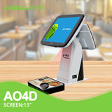 ZHONGJI® AO4D POS System Android Dual Touch Screen AI Recognition Built-in 58mm Thermal Printer Machine for Restuarant /Retail Store