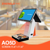 ZHONGJI® AO5D POS System Android Dual Touch Screen AI Recognition Built-in 58mm Thermal Printer Machine for Retail/Restuarant