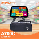 ZHONGJI® A700C POS System 15-inch Screen Anti-Dust Electric Cash Drawer Design PC Machine for Supermarket/Retail