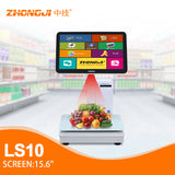 ZHONGJI® LS10 POS System 15.6-inch Touch Screen High-reliability Label Printer Design PC Machine for Supermarket/Retails