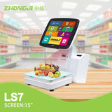 ZHONGJI® LS7 POS System 15-inch Touch Screen Side-Mounted 60mm Label Printer Weighing Machine for Supermarket/Fruit Store