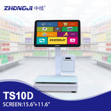 ZHONGJI® TS10D POS System Dual Touch Screen Side-Mounted 58mm Printer Intelligent Weighing PC Machine for Supermarket/Fruit Store