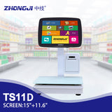 ZHONGJI® TS11D Cash RegisterDual Touch Screen Side-Mounted 58mm Printer Intelligent Weighing for Supermarket/Fruit Store