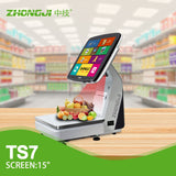 ZHONGJI® TS7 POP System 15-inch Touch Screen Built-in 58mm Printer Intelligent Weighing PC Machine for Supermarket/Fruit Store