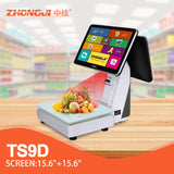 ZHONGJI® TS9D POS System Dual Touch Screen Built-in 58mm Printer Intelligent Weighing PC Machine for Supermarket/Farmers'Market