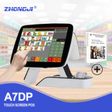 ZHONGJI® A7 Set-Double Touch Screen All-in-one POS Cash Register with Handheld Scanner And Thermal Printer