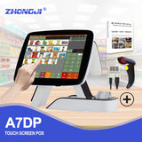 ZHONGJI® A7 Set-Double Touch Screen All-in-one POS Cash Register with Handheld Scanner And Thermal Printer